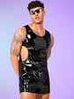 CONJUNTO SHORT Y CAMISETA  EN SHAROL LATEX CON APERTURA AL LADO - Miniatura 3