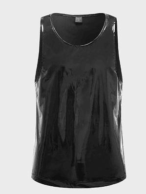 CONJUNTO SHORT Y CAMISETA  EN SHAROL LATEX CON APERTURA AL LADO