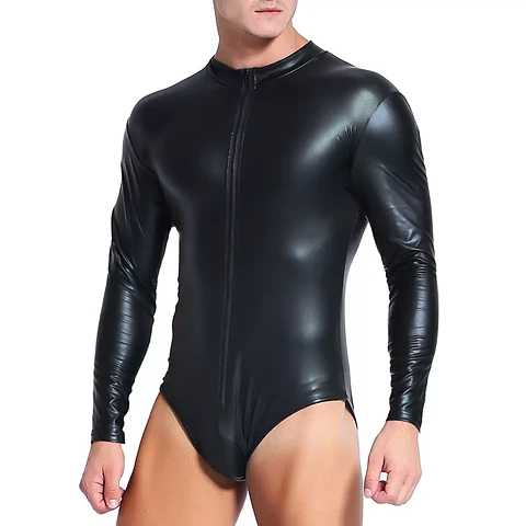Body hombre manga larga charol 