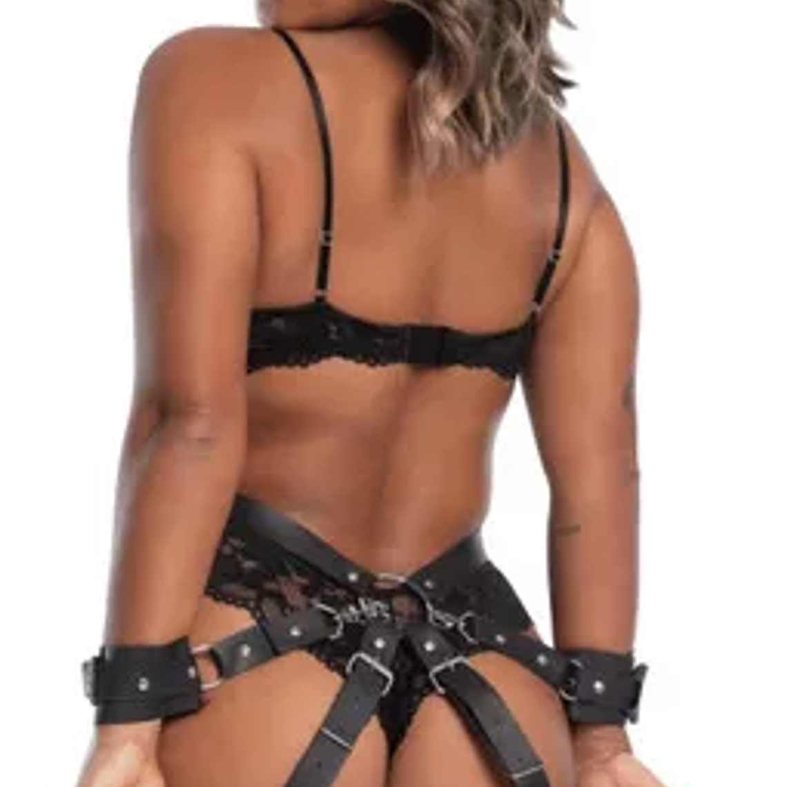 Arnés, Sometedor con Esposas En Cuero Sintetico 4