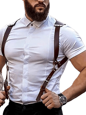 rnés de cuero para hombre, tirantes ajustables, hebilla ajustable