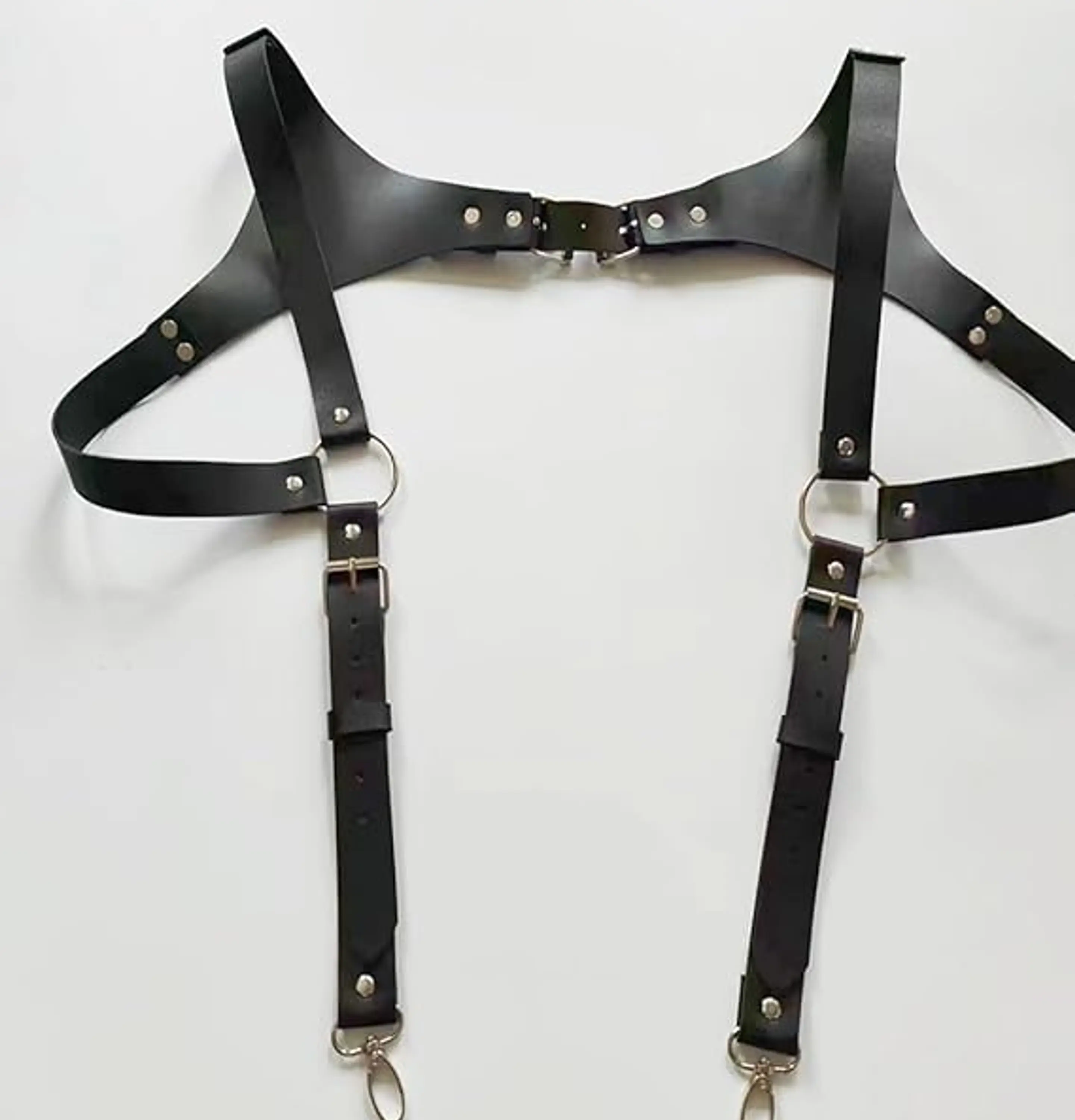 Arnés de cuero para hombre, tirantes ajustables, hebilla ajustable 7