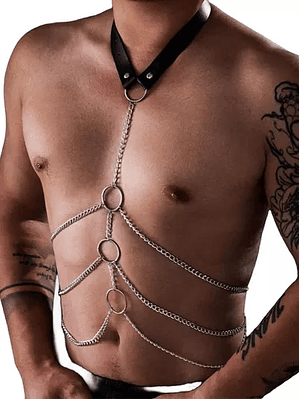 Collar Con Cadena Para Cuerpo Arnes Punk Rock Ajustable