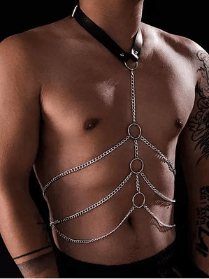 Collar Con Cadena Para Cuerpo Arnes Punk Rock Ajustable