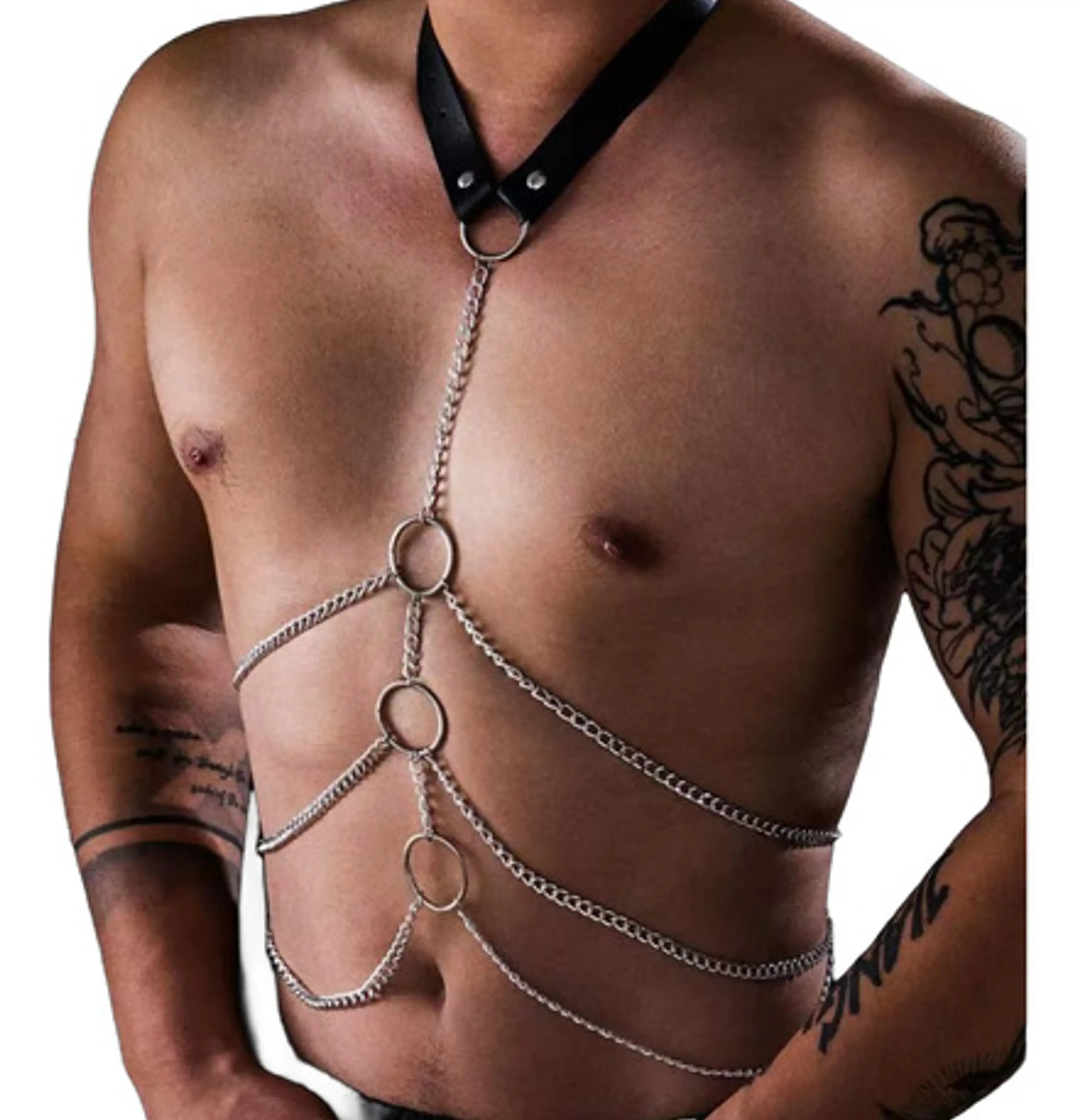 Collar Con Cadena Para Cuerpo Arnes Punk Rock Ajustable 4