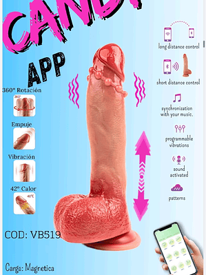 DILDO VIBRADOR CANDY REALISTICO Y CALEFACCIÓN 23CM