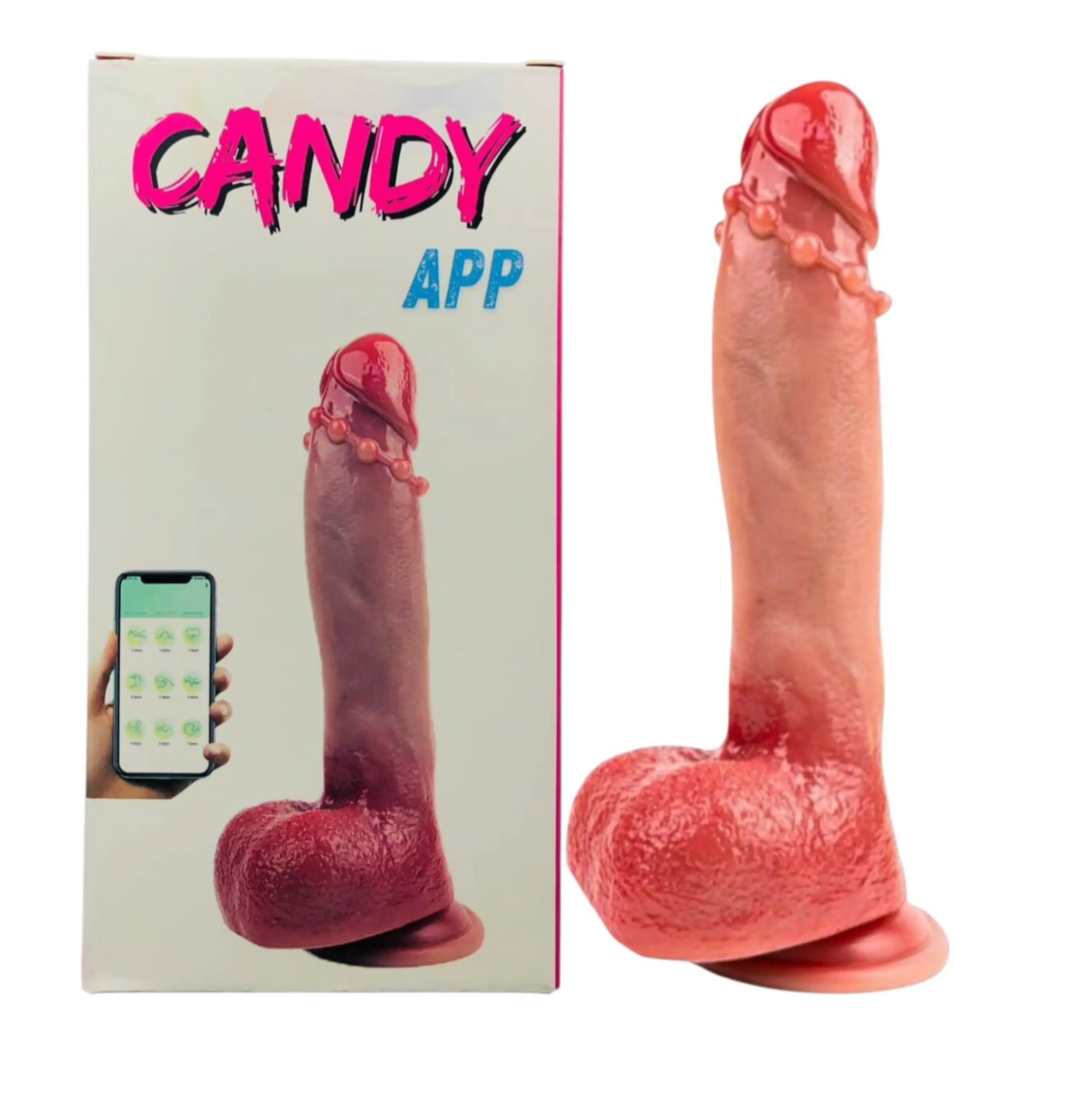 DILDO VIBRADOR CANDY REALISTICO Y CALEFACCIÓN 23CM 1