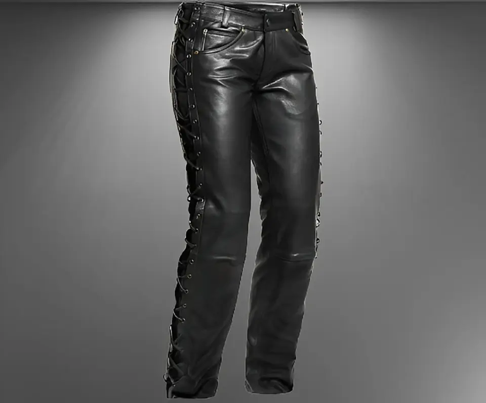 PANTALON EN CUERO SINTETICO CON CUERDA LATERAL 3