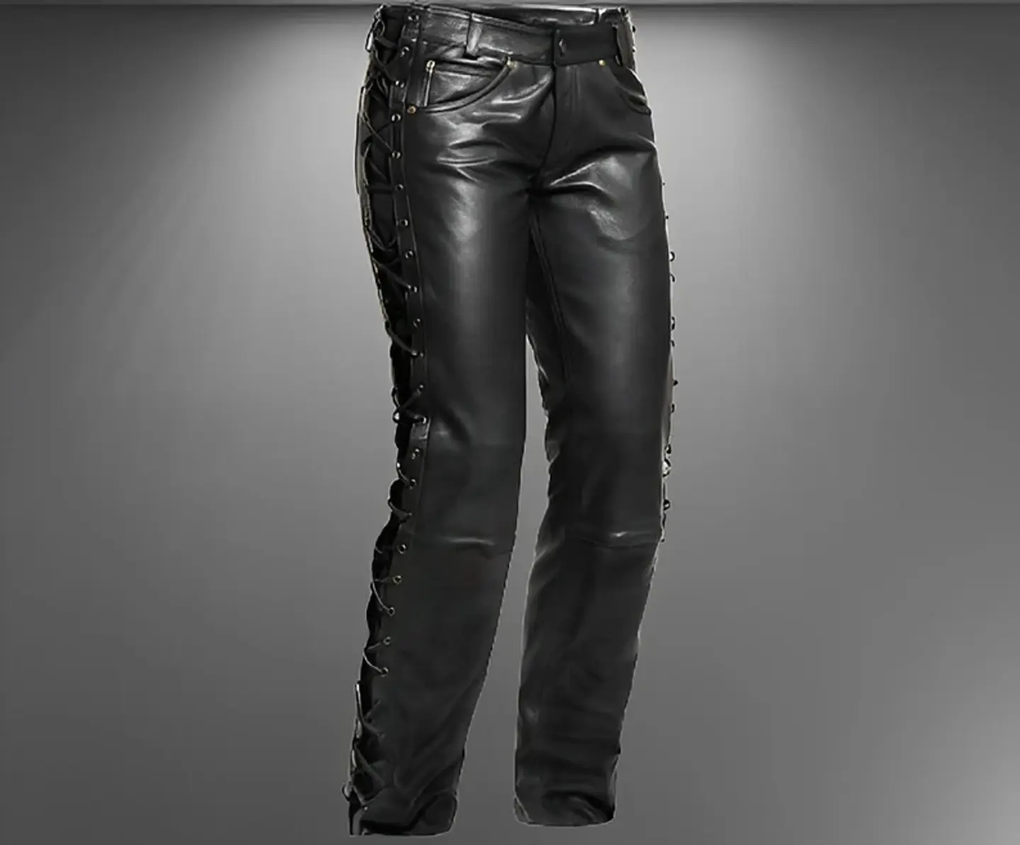 PANTALON EN CUERO SINTETICO CON CUERDA LATERAL 4