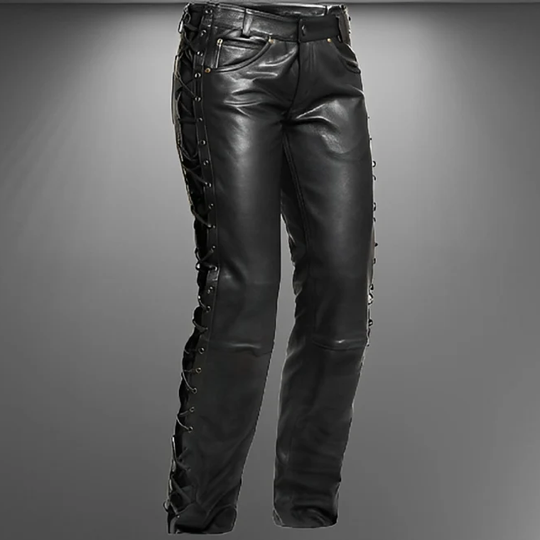 PANTALON EN CUERO SINTETICO CON CUERDA LATERAL 4