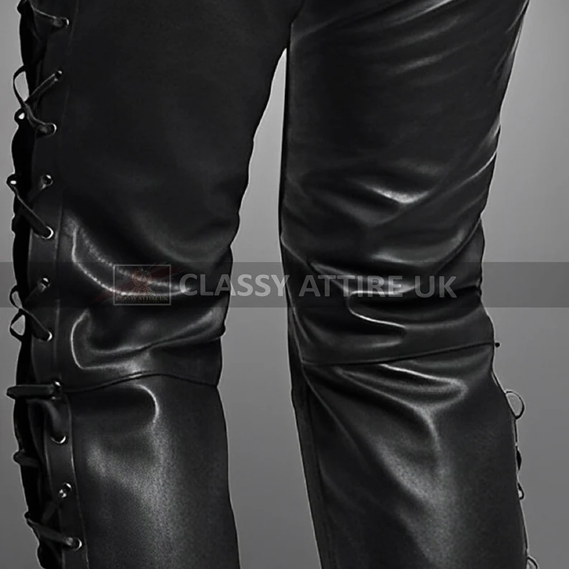 PANTALON EN CUERO SINTETICO CON CUERDA LATERAL 5