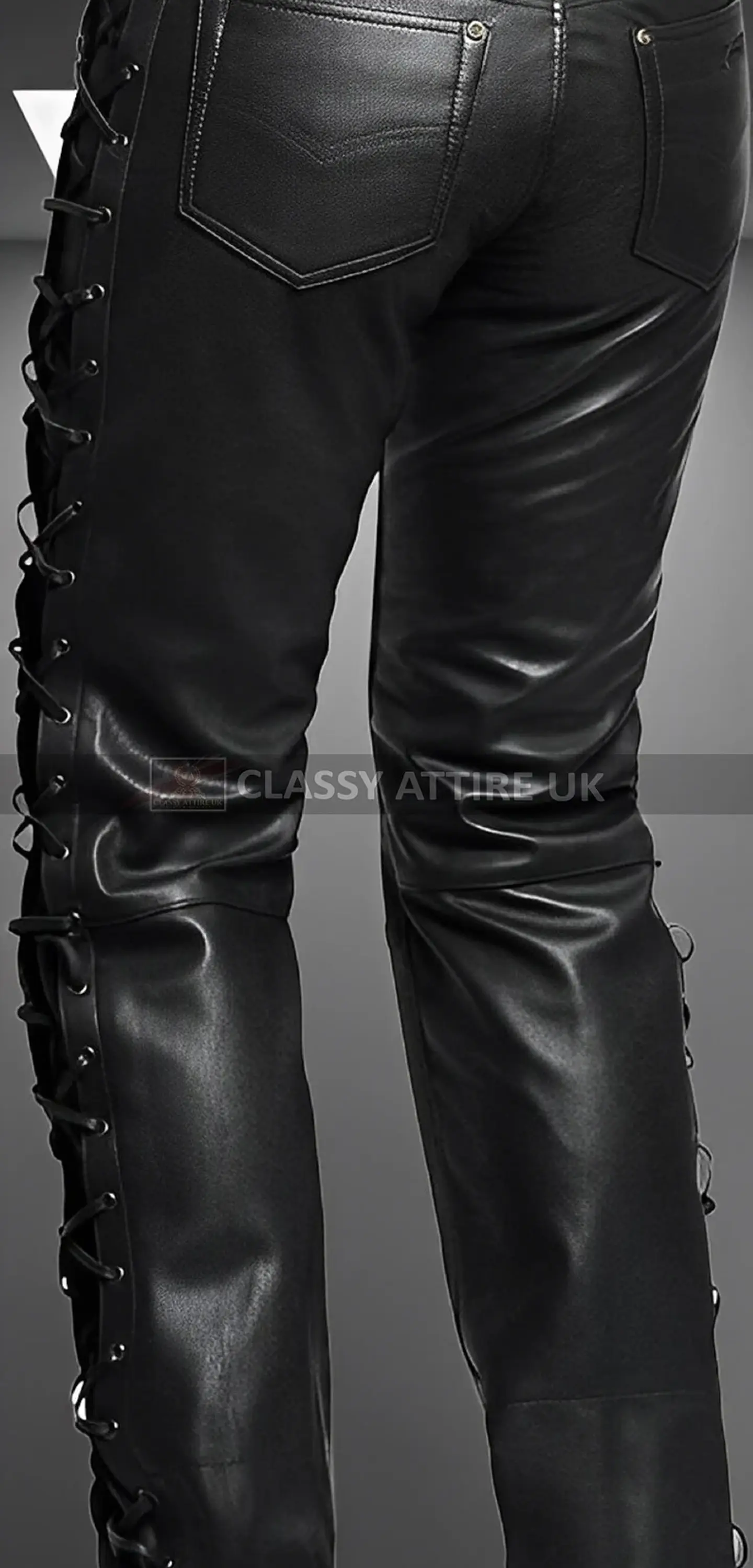 PANTALON EN CUERO SINTETICO CON CUERDA LATERAL 5