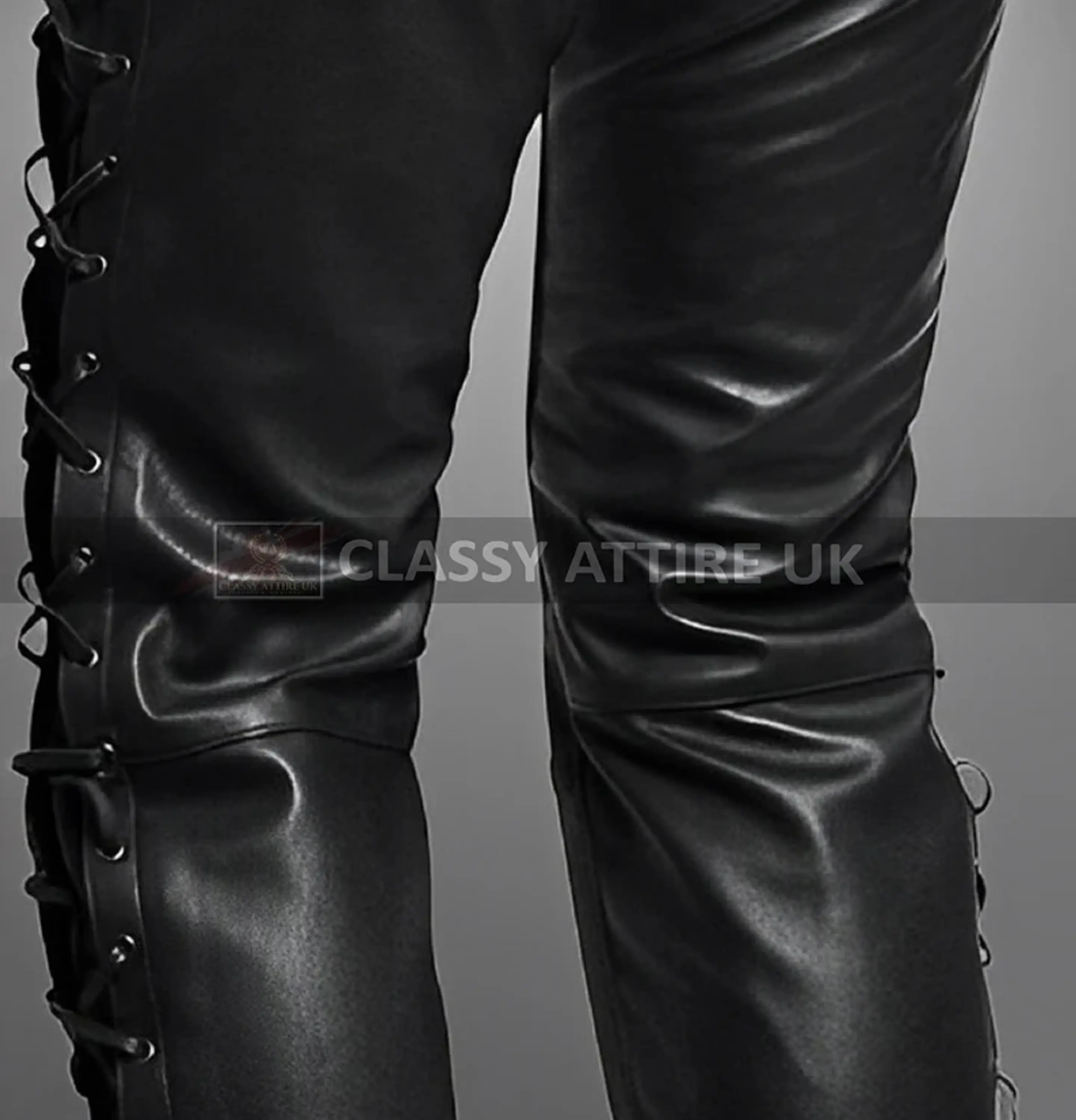 PANTALON EN CUERO SINTETICO CON CUERDA LATERAL 5