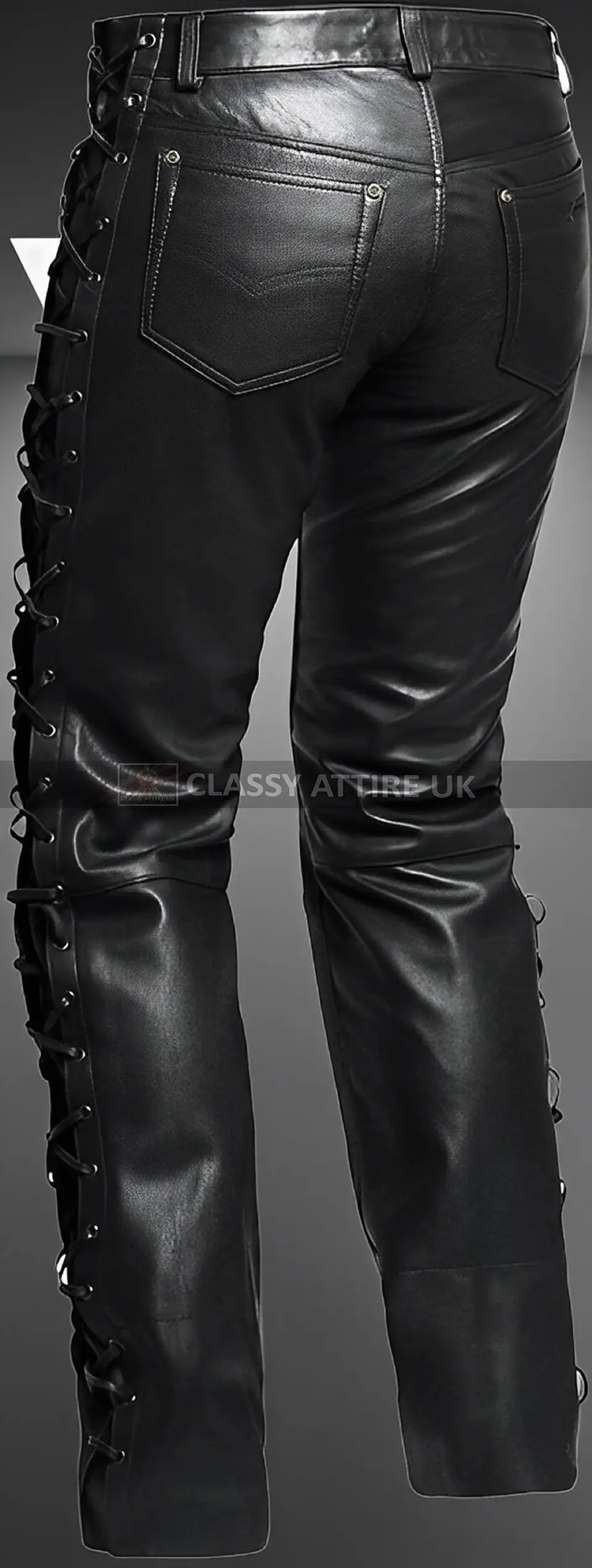 PANTALON EN CUERO SINTETICO CON CUERDA LATERAL 5