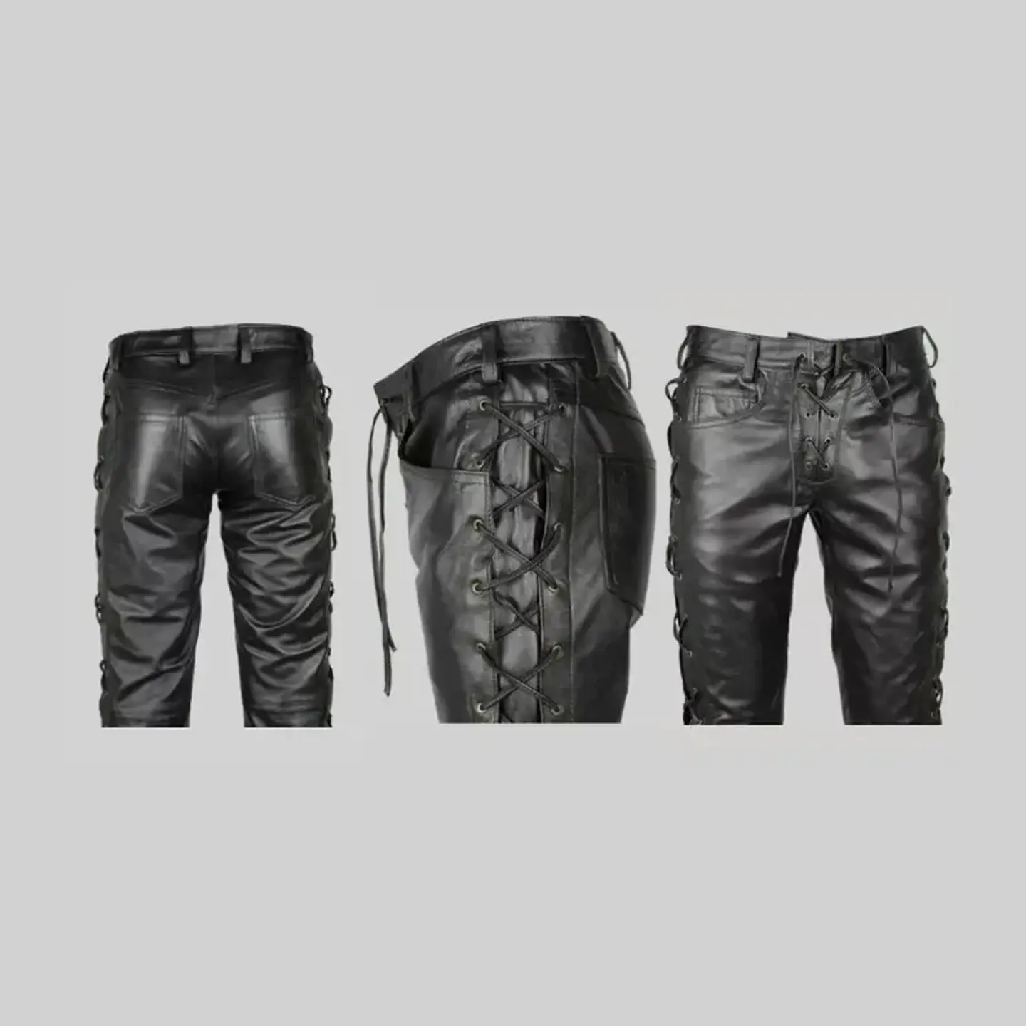 PANTALON EN CUERO SINTETICO CON CUERDA LATERAL 8