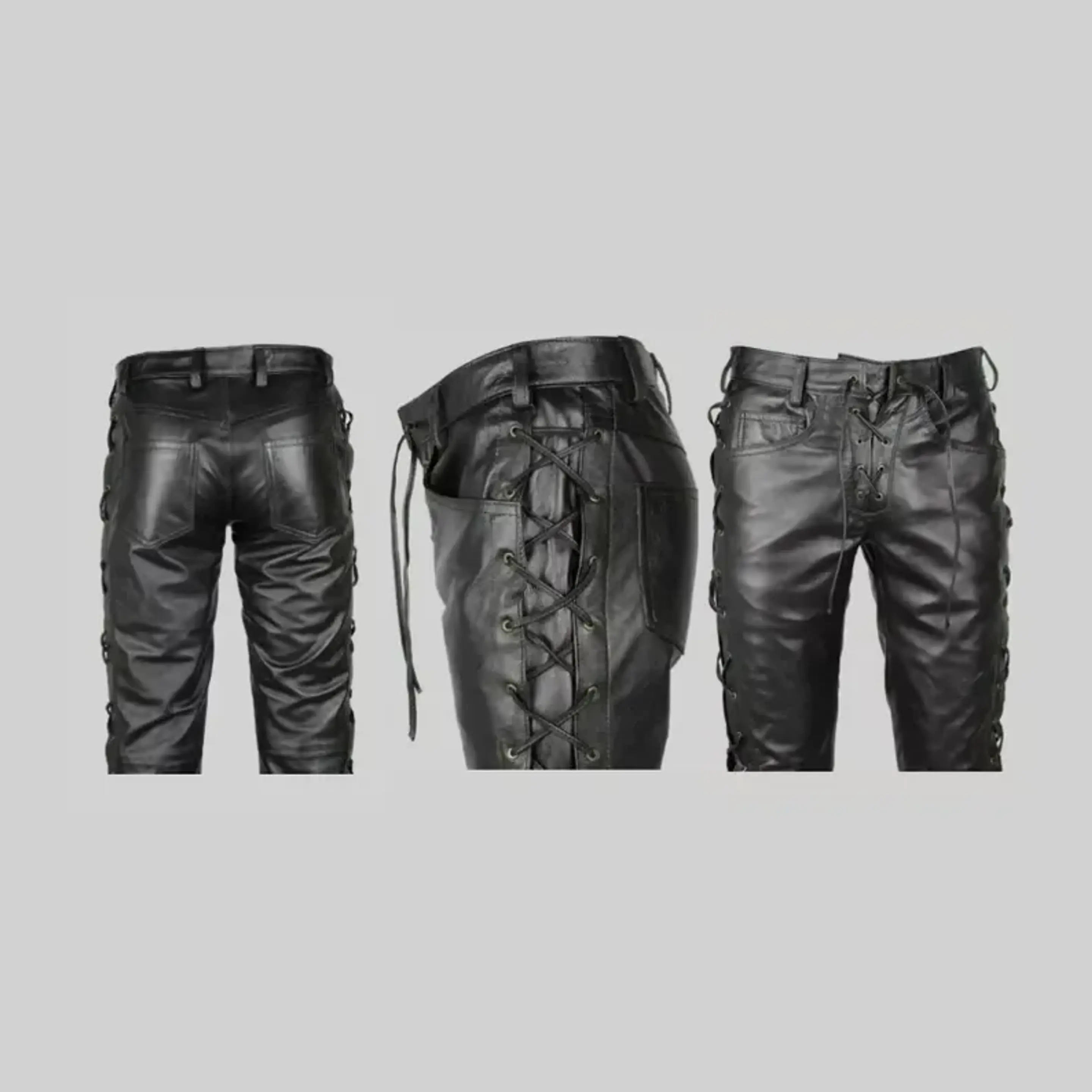 PANTALON EN CUERO SINTETICO CON CUERDA LATERAL 8