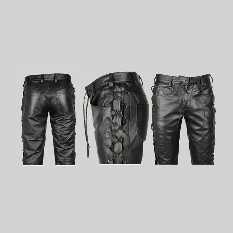 PANTALON EN CUERO SINTETICO CON CUERDA LATERAL 8