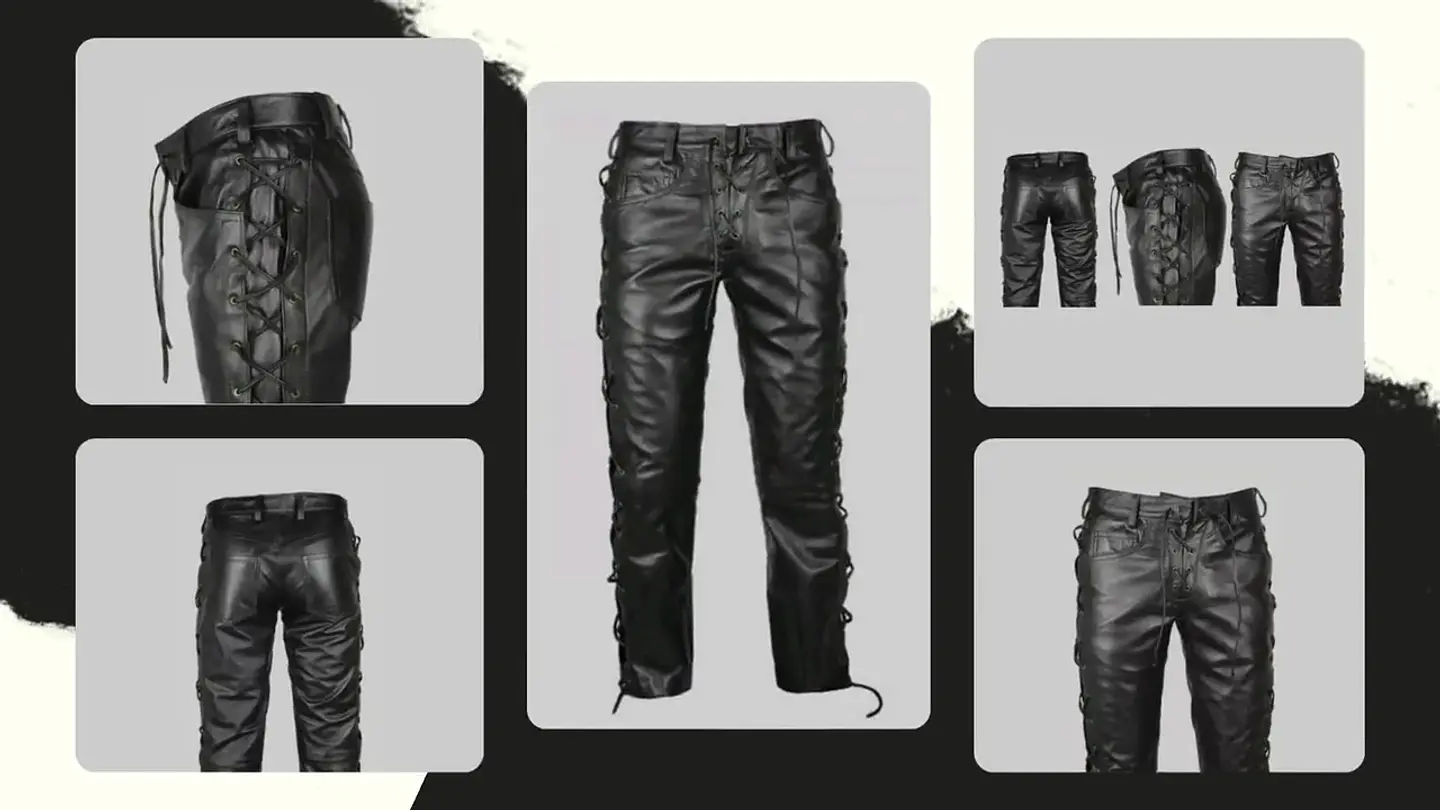 PANTALON EN CUERO SINTETICO CON CUERDA LATERAL 2