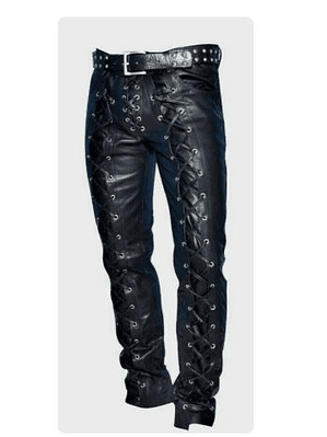 PANTALON EN CUERO SINTETICO CON CUERDA FRONTAL