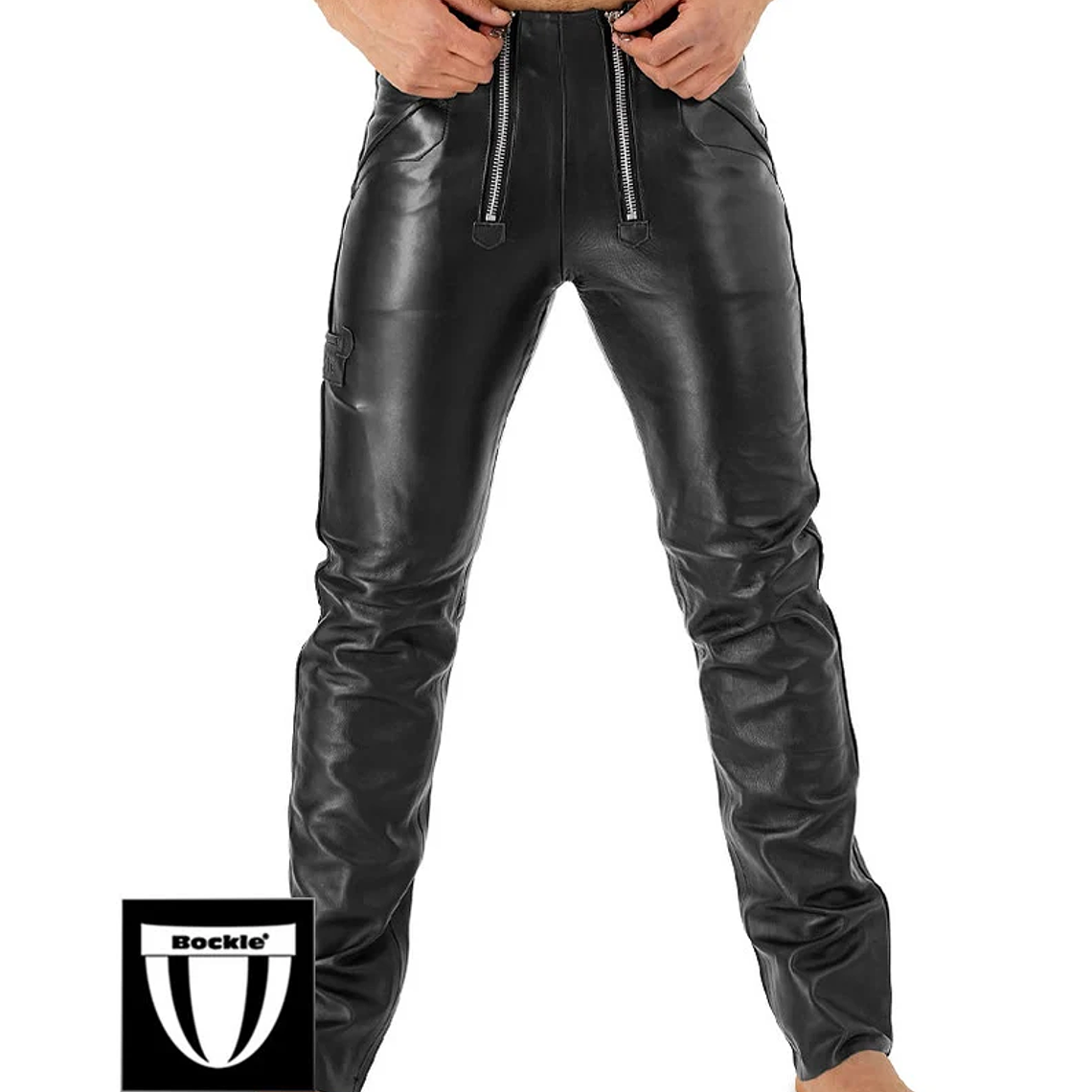 PANTALON EN CUERO SINTETICO CON CREMALLERA 1