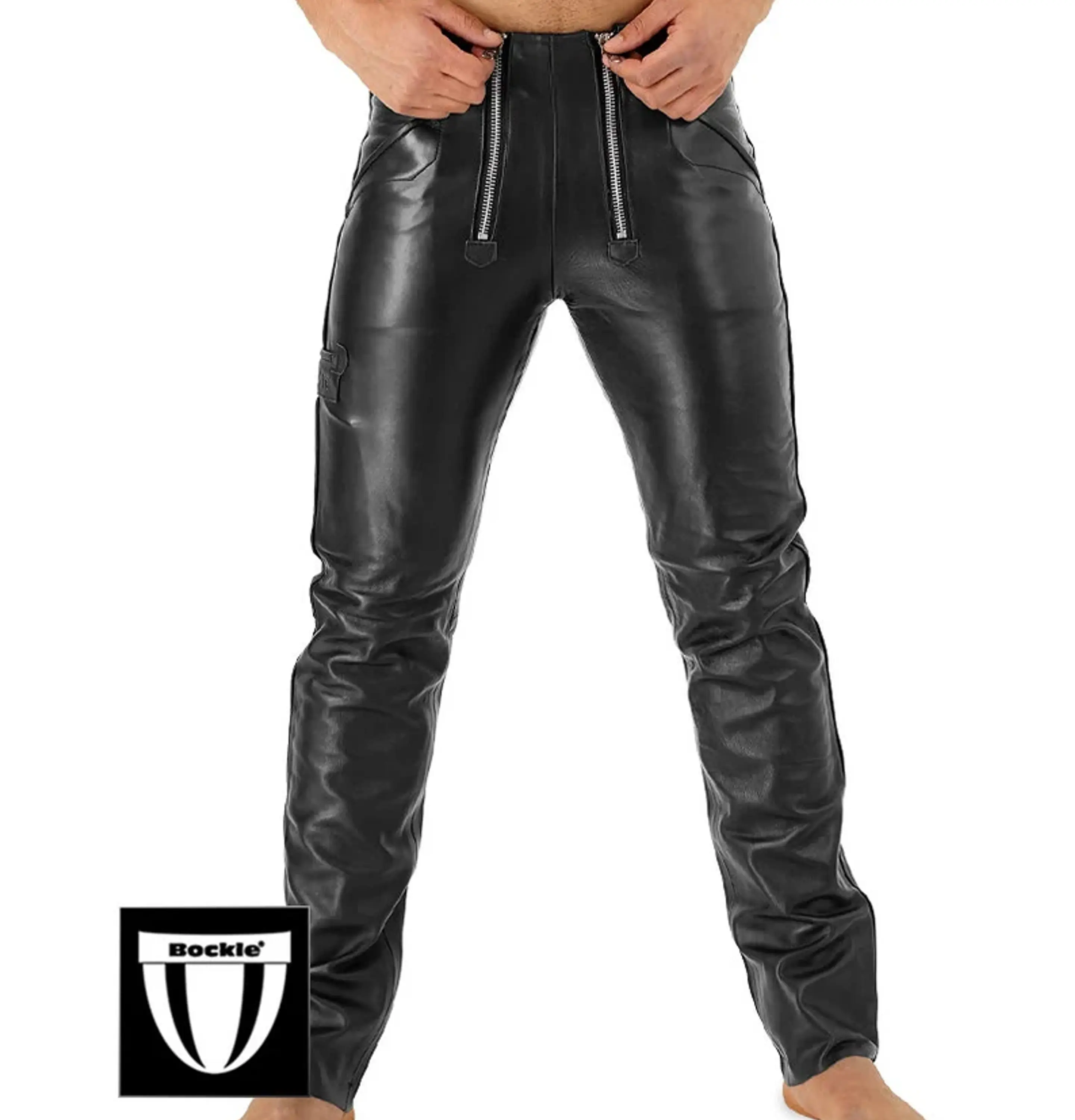 PANTALON EN CUERO SINTETICO CON CREMALLERA 1
