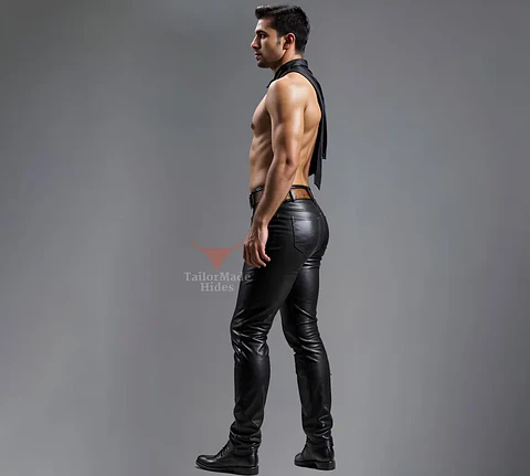 PANTALON EN CUERO SINTETICO LISO