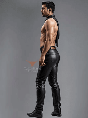 PANTALON EN CUERO SINTETICO LISO