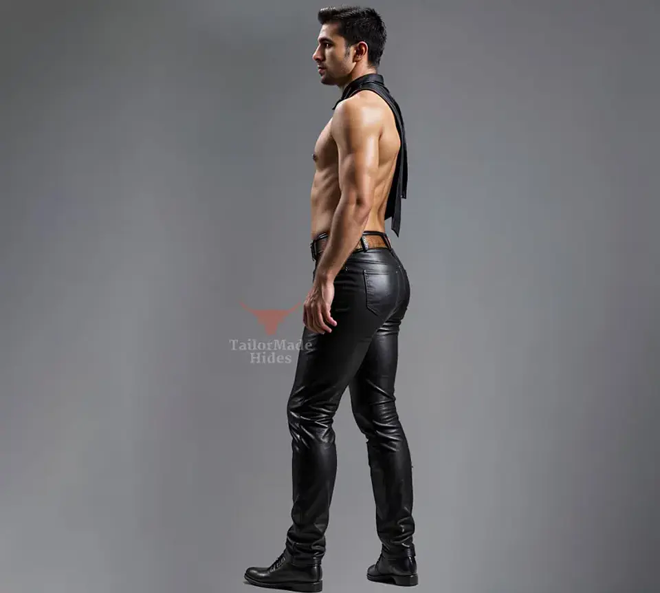 PANTALON EN CUERO SINTETICO LISO 1