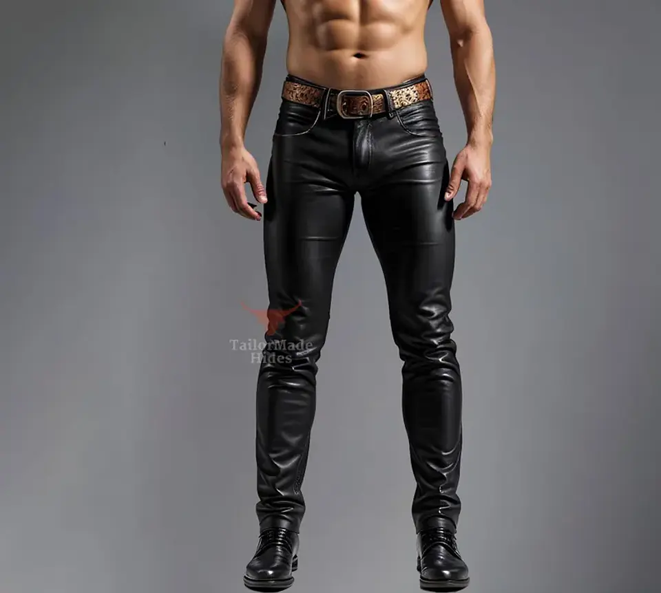 PANTALON EN CUERO SINTETICO LISO 4