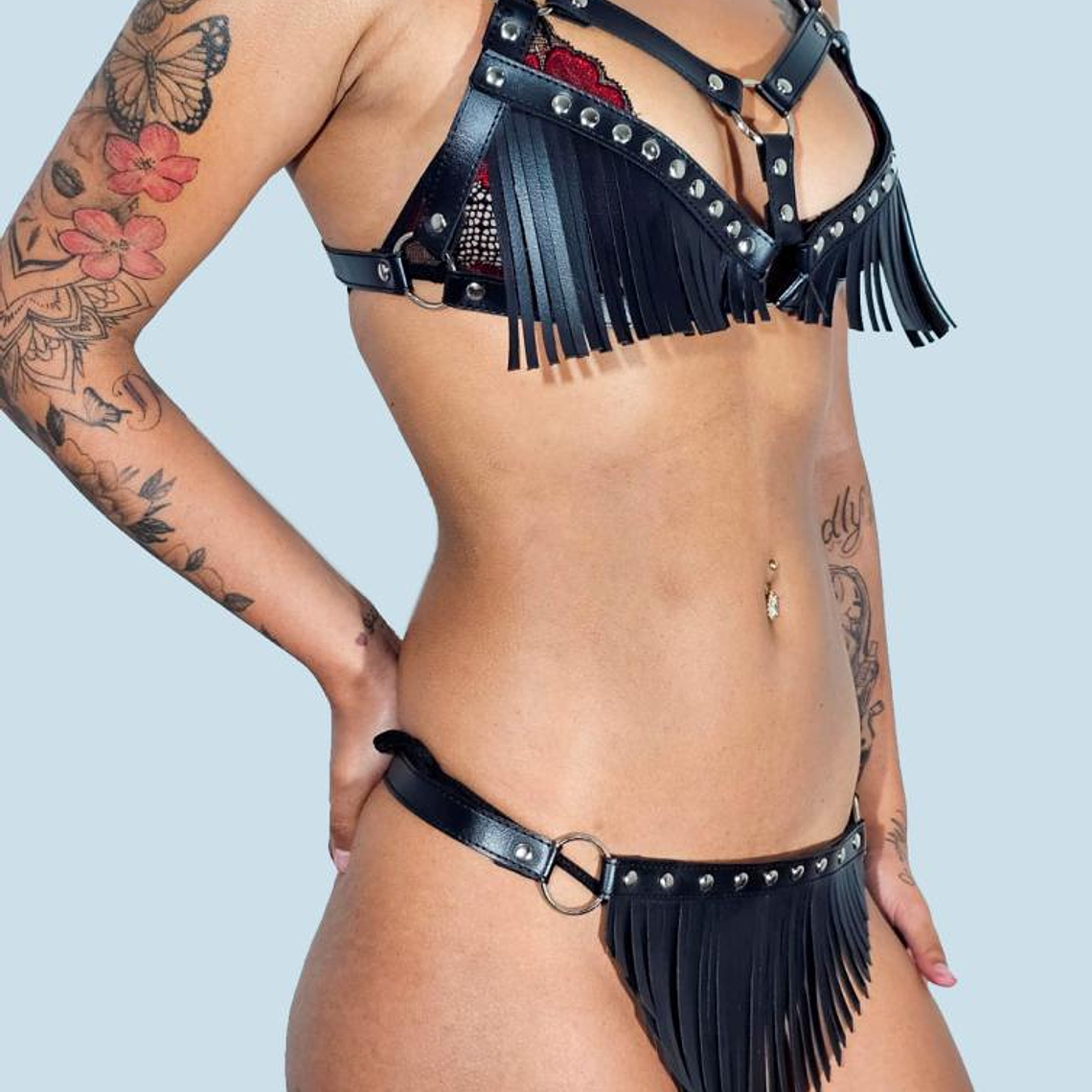 CONJUNTO ARNES CUERO SINTETICO UNISEX NEGRO #4 2