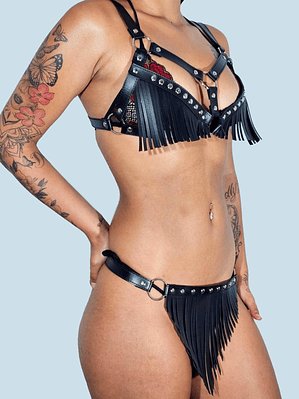 CONJUNTO ARNES CUERO SINTETICO UNISEX NEGRO #4