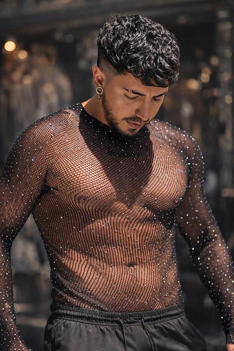 BODY MALLA BRILLANTE PARA HOMBRE NEGRA