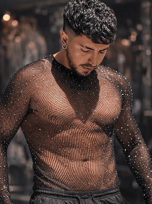 BODY MALLA BRILLANTE PARA HOMBRE NEGRA