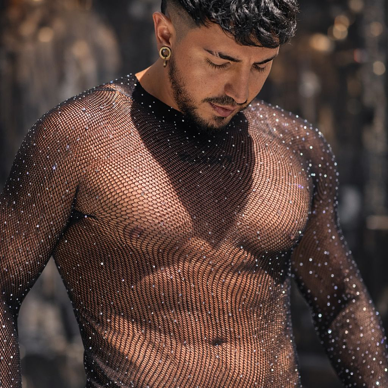 BODY MALLA BRILLANTE PARA HOMBRE NEGRA 1