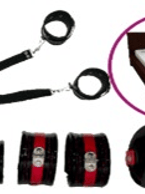 ATADURAS DE CAMA NEGRO ROJO CHAROL