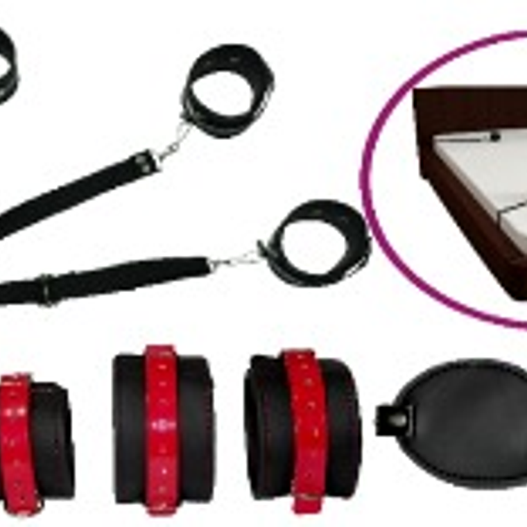 ATADURAS DE CAMA NEGRO ROJO CHAROL 2