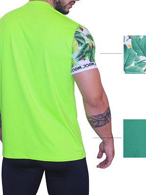 CAMISETA UNICOLOR CON CORTES ESTAMPADA