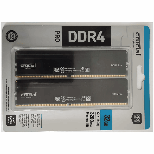 Kit Memoria RAM  Crucial DDR4 32GB (2*16GB) 3200 MHz PC