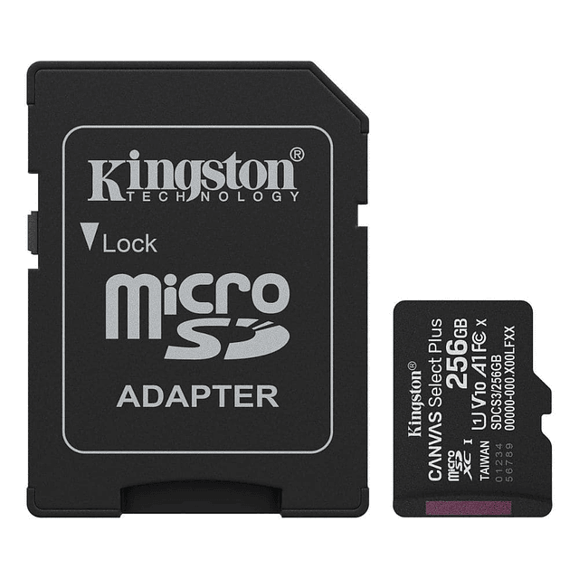 Memoria MicroSD Kingston 256GB Canvas Select Plus 150MBS