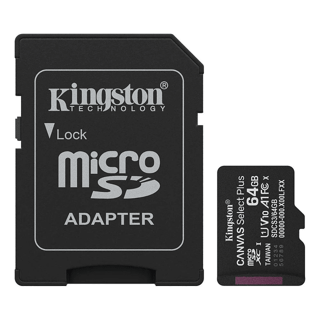 Memoria MicroSD Kingston 64GB Canvas Select Plus 100MBS
