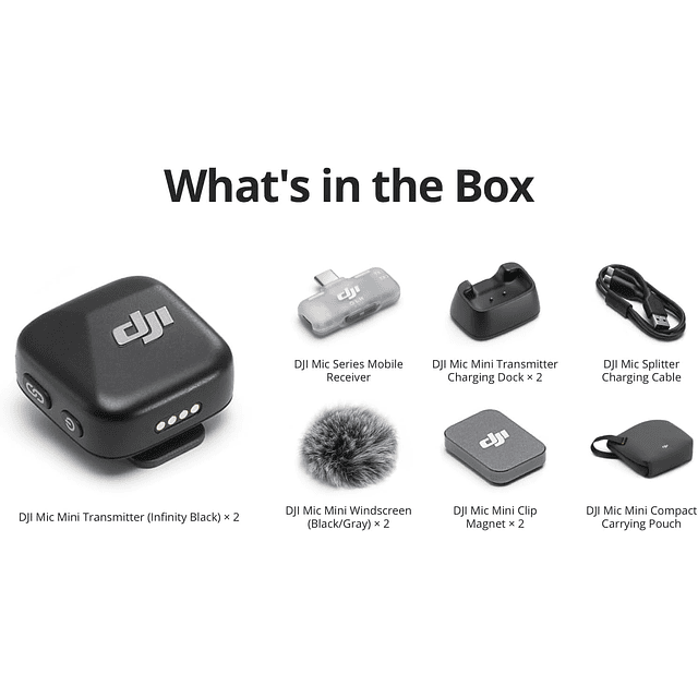 Micrófono DJI Mic Mini 2TX + 1RX + estuche de Carga 
