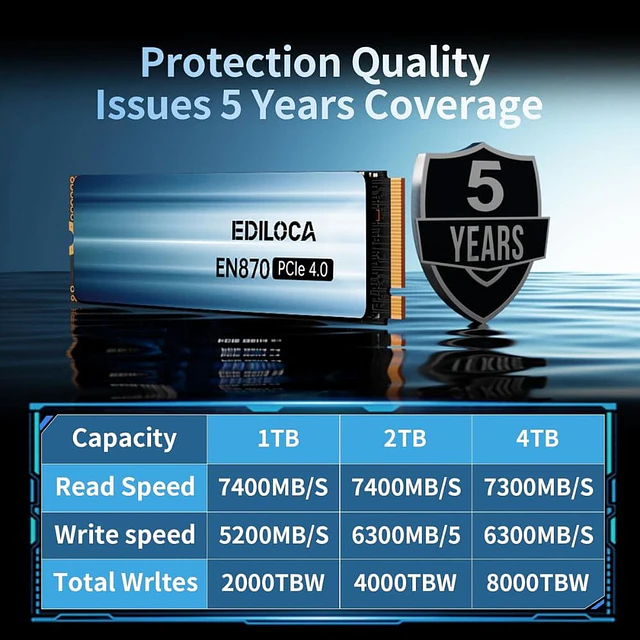 Disco solido EDILOCA EN870 M2 PCIe NVMe 1TB Gen 4 