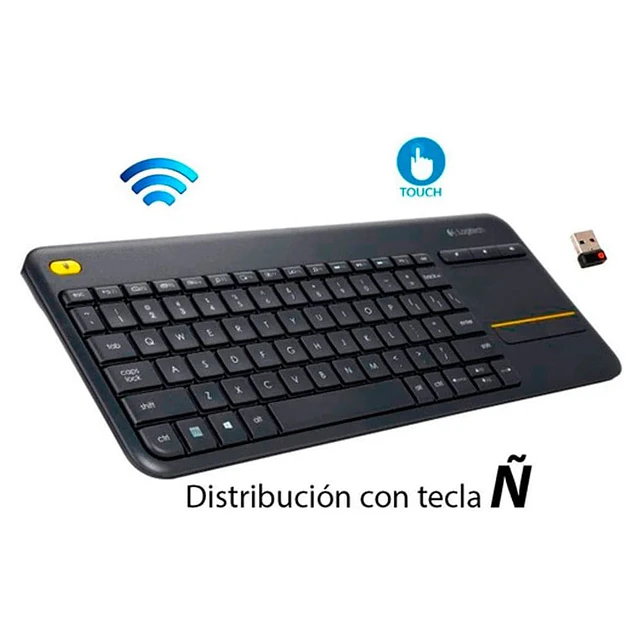 Teclado Inalámbrico Logitech Touchpad Qwerty K400 Plus