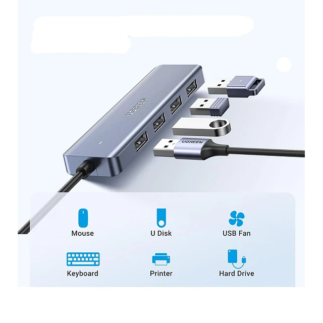 Hub Adaptador UGREEN USB-C a 4 Puertos USB 3.0 Tipo A 