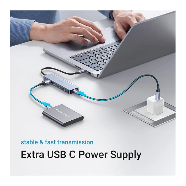 Hub Adaptador UGREEN USB-C a 4 Puertos USB 3.0 Tipo A 