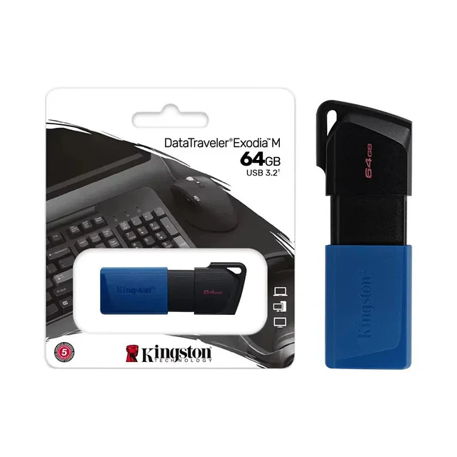 Memoria USB KINGSTON 64 GB Datatraveler Exodia M DTXM AZUL 