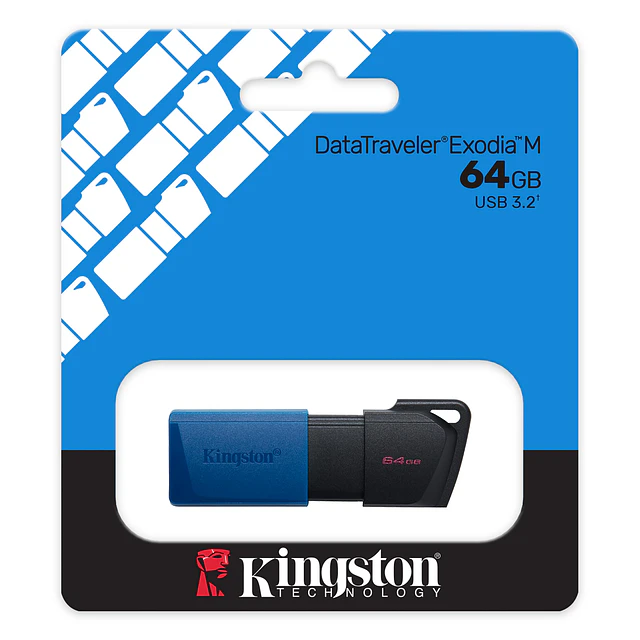 Memoria USB KINGSTON 64 GB Datatraveler Exodia M DTXM AZUL 