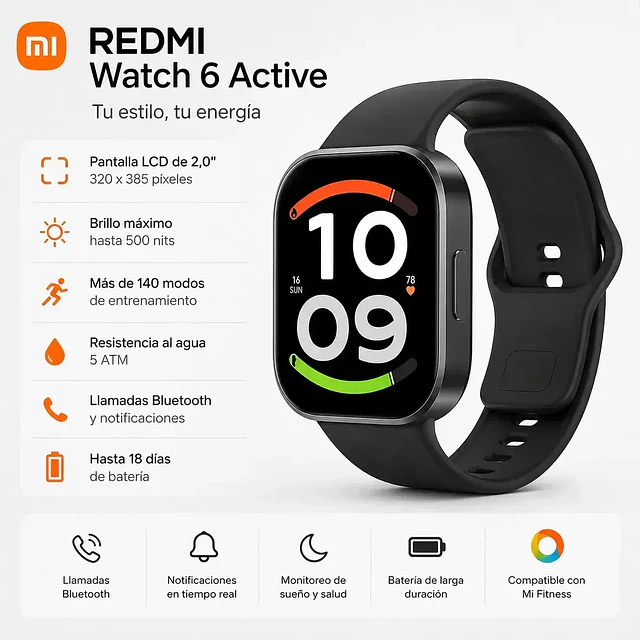 Xiaomi Redmi Watch 6 Active, Smartwatch Llamadas Bluethooth