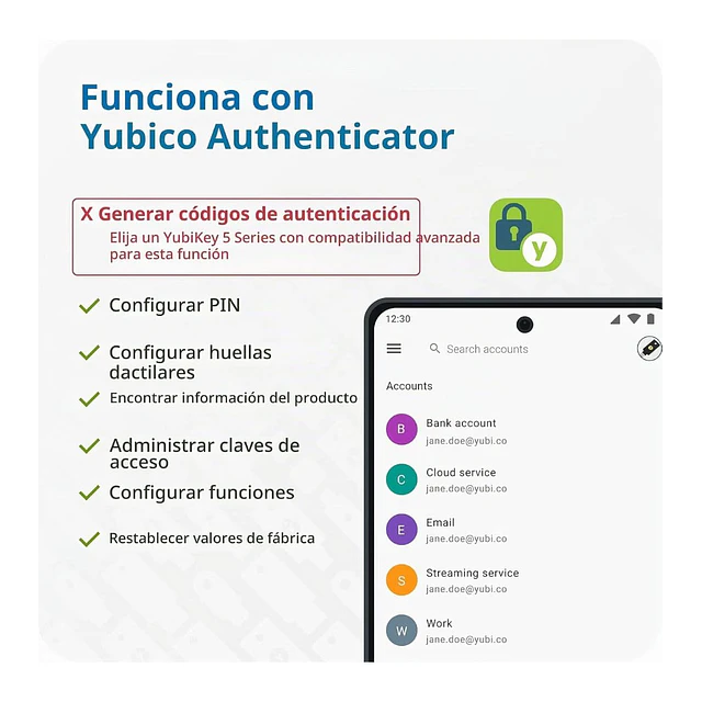 YubiKey C Bio FIDO Edition USB-C Biométrica MFA Llave de Seguridad