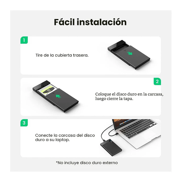 Caja Externa UGREEN USB 3.0 SATA III 2.5" HDD SSD 